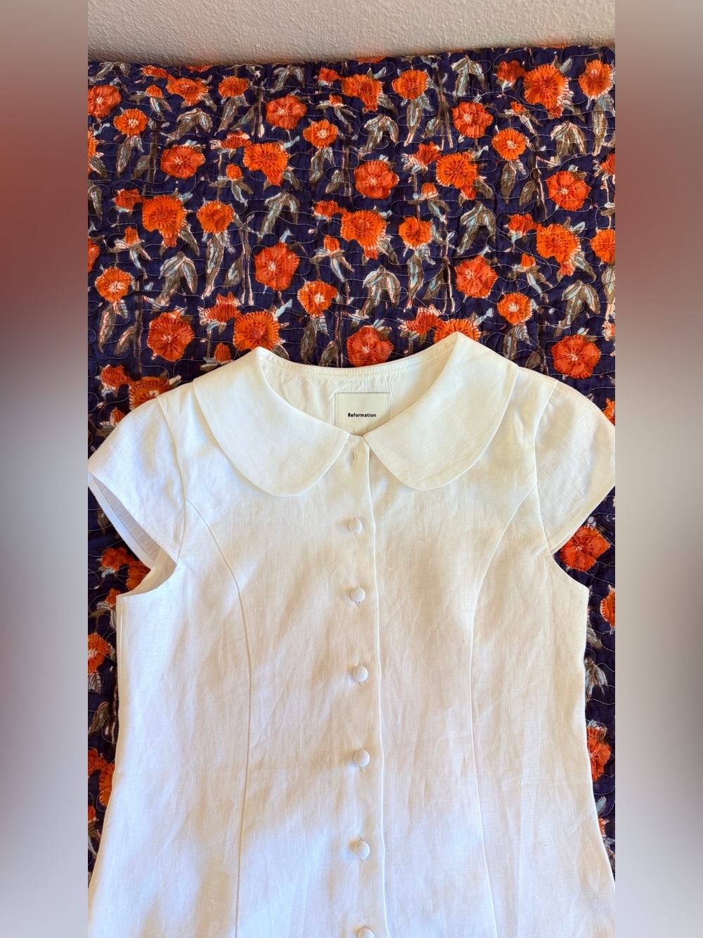 Reformation Molly Linen Shirt In White, BRAND NEW WITHOUT TAGS, NEVER WORN. - Picture 11 of 14